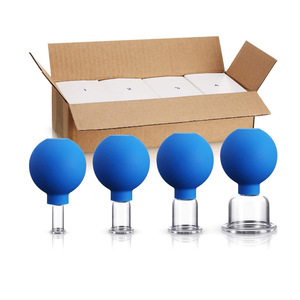 Globe Ventouses de thérapie par aspiration de qualité médicale, très vendues, en caoutchouc avec bulbe d'aspiration et ventouses en verre - Product Image 1
