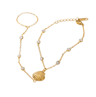 Bracelet de doigt en acier inoxydable plaqué or PVD 18 carats avec zircon, design chaîne et maillons, pour usage quotidien et ornements de main