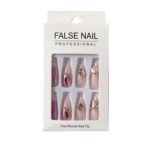 Faux ongles à la mode française à vendre, avec dégradé caramel, strass scintillants pour femmes, amovibles et réutilisables - Product Image 6