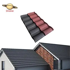 Pemasok langsung Tiongkok tahan angin tahan air 1320*420mm batu dilapisi ubin atap logam lembaran alumunium seng atap