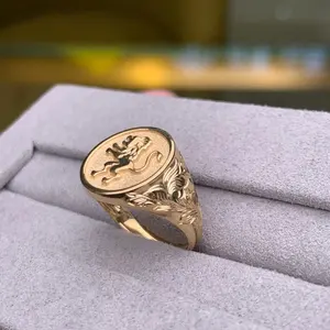 Disesuaikan Emas 1 Mikron Signet Rings untuk Pria Wanita Cincin untuk Remaja