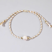 Pulsera Ajustable de Perlas de Agua Dulce Tejida a Mano con Hilo Dorado Multicolor, Joyería de Regalo para Mujer