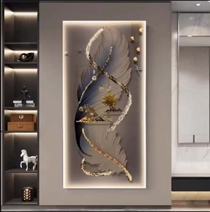 Decoración Moderna de Lujo para el Hogar, Arte Digital Colgante para la Entrada, Impresión en Lienzo de Diamantes en Aleación de Aluminio con LED, Ecológico - Product Image 2