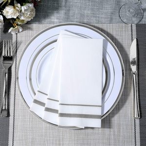 Leinen-Textur Luftdurchlässige 1-lagige Servietten aus Frischholzfasern im Beutel, 4-fach gefaltet, Siebdruck, robust, weich, kein Papierschrott, 100 Stück - Product Image 4