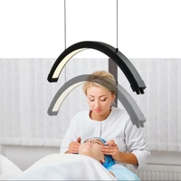 Lámpara de Belleza Moderna Minimalista de Techo con Altura Ajustable, Forma de Media Luna, para Salón de Belleza de Pestañas y Sesiones de Fotografía