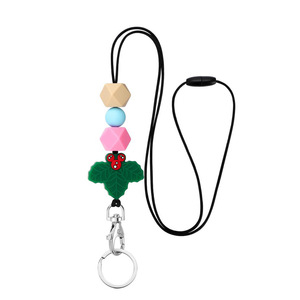 Wholesale Christmas tree <b>silicone</b> <b>beaded</b> necklace with safety buckle, round mobile phone strap, campus meal card strap - Product Image 2