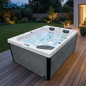 Spa <span class=keywords><strong>Jacuzzi</strong></span> <span class=keywords><strong>extérieur</strong></span> <span class=keywords><strong>3</strong></span> <span class=keywords><strong>places</strong></span> en acrylique avec lumières LED et jets de massage hydromassants pour jardin et patio - Product Image 2