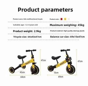 <span class=keywords><strong>Tricycle</strong></span> pour enfants personnalisé pour le commerce extérieur, pour garçons et filles, draisienne évolutive 3-en-1 multifonctionnelle pliable en métal, pour les 2-4 ans - Product Image 6