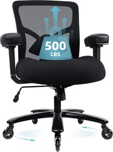 Silla de Oficina Resistente para Personas Altas y de Gran Peso, 500 LBS, Reposabrazos 4D, Respaldo Ajustable, Asiento con Memoria Viscoelástica para Personas Corpulentas - Product Image 1