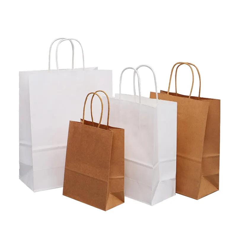कस्टम लोगो प्रिंट ब्राउन सफेद सुपरमार्केट क्राफ्ट पेपर बैग, संभाल के साथ Recyclable शॉपिंग क्राफ्ट बैग