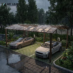 Abri double pour 2 voitures en alliage d'aluminium thermolaqué de haute qualité, résistant à la rouille, pour rangement extérieur de véhicules et ombrage de parking - Product Image 2