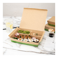 Boîte à emporter Kraft jetable avec impression de Logo, boîte d'emballage pour repas rapide, boîte d'emballage pour repas à emporter