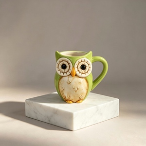 Salvadanaio in Ceramica a Forma di Gufo Floreale Dipinto a Mano, Colorato, a Tema Animale, Regalo per Bambini, Decorazione da Scrivania e <span class=keywords><strong>Casa</strong></span> - Product Image 4