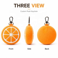 Lage minimale bestelhoeveelheid op maat gemaakte fruit pluche speelgoed sinaasappelplak design op maat gemaakte pluche sleutelhanger zacht gevuld tasbedeltje met metalen sluiting voor promotionele doeleinden