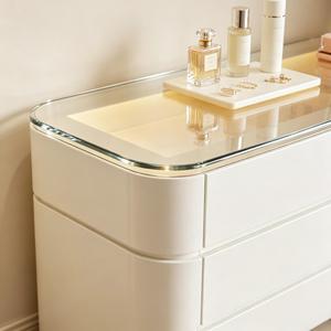 Cómoda Moderna de Madera con Espejo Iluminado, de Alta Calidad, con Gran Espacio de Almacenamiento, Mesa de Maquillaje, Mueble para <span class=keywords><strong>Dormitorio</strong></span> de Hotel - Product Image 2