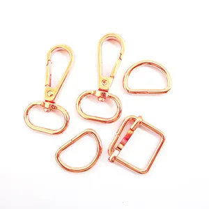 Básicos bolso Kit de fabricación de Metal oro rosa gancho giratorio con D anillo hebilla