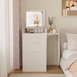 Flip-top <span class=keywords><strong>Miroir</strong></span> <span class=keywords><strong>LED</strong></span> Lumières Chambre Meubles En Bois <span class=keywords><strong>Pas</strong></span> <span class=keywords><strong>Cher</strong></span> <span class=keywords><strong>Coiffeuse</strong></span> Maquillage Vanité Bureau pour Maquillage - Product Image 2