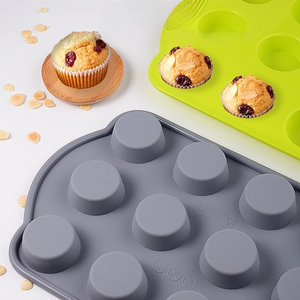 Moldes de <span class=keywords><strong>silicona</strong></span> redondos de 12 tazas familiares para <span class=keywords><strong>magdalenas</strong></span>, <span class=keywords><strong>magdalenas</strong></span>, galletas, pasteles, bandeja para hornear, utensilios para hornear antiadherentes para el horno - Product Image 6