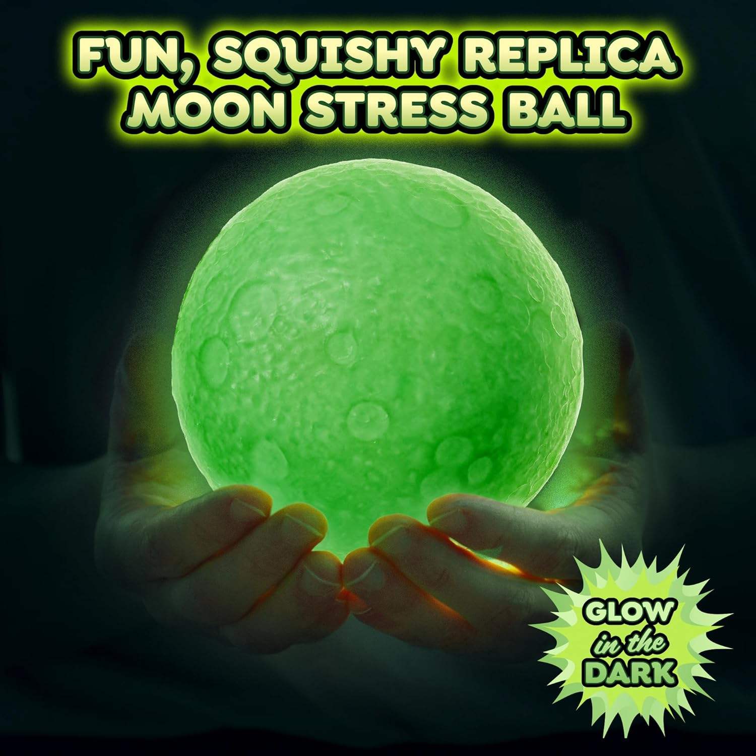 Moon Glow in Dark Stress Relief Fidget Toy Sensory Squeeze Ball for Kids Anxiety Relief Squishy Ball