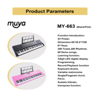 MY MUSIC MY-663 Portable 61-Key Digital Piano Electronic Keyboard Built-In Speaker Lightweight Plastic Body Educational Electric