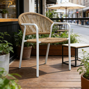 Popular barato al aire libre Patio sillas aluminio blanco marco apilable monobloque ratán <span class=keywords><strong>jardín</strong></span> comedor sillas - Product Image 1