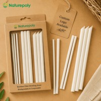 Paille en bambou jetable sans PLA personnalisée 6mm 8mm 12mm paille à boire biodégradable pour fête restaurant thé Boba