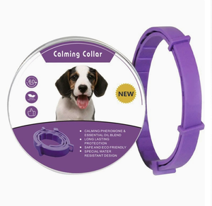 Coleira Calmante para Gatos e Cães com Óleo Essencial Ajustável Roxa para Alívio da Ansiedade - Product Image 1