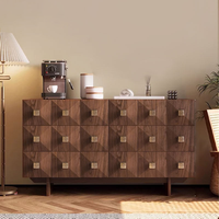 Buffet de salle à manger de luxe en bois de noyer vintage à la française, table de buffet moderne, rangement à tiroirs pour le salon, armoire latérale pour la cuisine