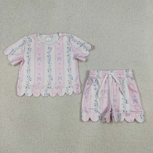 Ensemble de vêtements décontractés pour filles, tendance, motif floral, manches courtes, short, tenue d'été 2 pièces pour tout-petits - Product Image 3