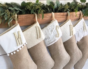 Offre Spéciale monogramme jute fête décoration bas <span class=keywords><strong>de</strong></span> noël chaussettes pour la maison décoration suspendue - Product Image 6