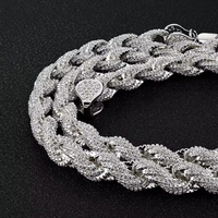 Chaîne Torsadée GRA Certifiée Prix Usine Personnalisée Grand Rapper 8 mm Argent Sterling 925 Entièrement Sertie Moissanite Pour Hommes