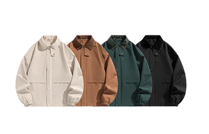 Özel Logo ile Polyester rüzgarlık ceket Unisex gevşek tasarım yaka yaka düz antrenör ceketleri rüzgarlıklar - Product Image 2