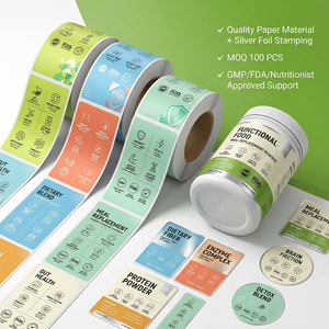 Etiqueta de Pó de Proteína em Folha Prateada Fosca, Adesivo Personalizado para Suplementos Funcionais de Enzimas e Fibras - Product Image 3