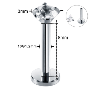 Lot de 50 Piercings Labret Monore en Acier et Zircon, Or Rose, pour Cartilage d'Oreille et Hélix, Bijoux de Corps 16G - Product Image 2