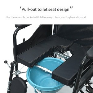 Sedia a Rotelle Manuale Completamente Reclinabile Pieghevole Leggera con WC Integrato e Capacità di 150 kg per Anziani Paralizzati Ausilio per la Deambulazione - Product Image 4
