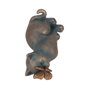 Statuetta di gatto con farfalla sul naso, ornamento da giardino in resina per veranda, patio, decorazione da giardino. - Product Image 6
