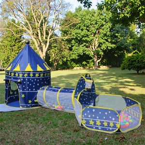 YF-Z601-3 3-en-1 Prince Princess Castle Tente de jeu Pop-up Tipi <span class=keywords><strong>Tunnel</strong></span> avec <span class=keywords><strong>piscine</strong></span> à balles pour jouer en plein air pour garçons filles Tissu fabriqué - Product Image 4