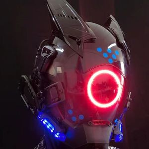 Máscara LED futurista de fiesta con luces ciberpunk brillantes que se transforma en máscara de Halloween para juegos de rol - Product Image 5