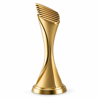 Trophée d'art moderne épuré |   Coupe de récompense ailée de style escalonné |   Souvenir en alliage de zinc durable plaqué or |   Cadeaux de bienvenue personnalisés