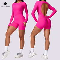 Combinaison amincissante une pièce en tissu nu à manches longues, élastique, yoga, danse, entraînement, fitness, combinaison