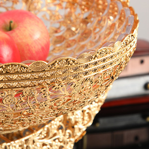 Nouveau panier à fruits en fer doré arabe creux - Plateau décoratif de luxe pour salon, table basse, collations, fruits secs - Product Image 4