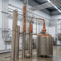 Système de distillation en cuivre avec colonne, verre de visualisation, condenseur, pompe, moteur, capacité 50L, haute efficacité pour whisky, vodka, brandy