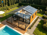 Bâtiment modulaire extensible portable, maison préfabriquée extensible personnalisée avec rampe et plateforme