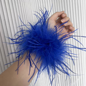More <strong>Fluffy</strong> Ostrich Fur <strong>Cuffs</strong> Slap Band Wristband Clothes Anklet Sleeves Hair Trim Party Stage Wedding Bracelet Plumas Decor - Product Image 1