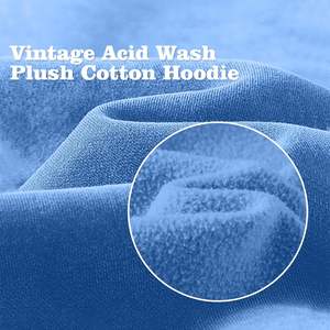 2025 ácido lavado Streetwear moda Sudadera con capucha de gran tamaño para mujeres peso pesado polar algodón Vintage sudadera azul brillante parejas - Product Image 5