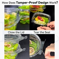 Boîte en plastique transparente pour aliments, emballage pour restauration rapide, conteneur anti-effraction, personnalisable, recyclable, 8, 12, 16, 24, 32 oz