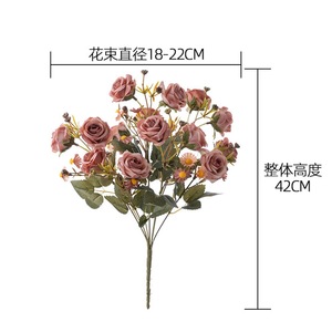 Bouquet de roses artificielles Butterfly Dream Zhuang Zhou, rose champagne, jaune, orange, violet, marron, décoration de mariage et de la maison - Product Image 4
