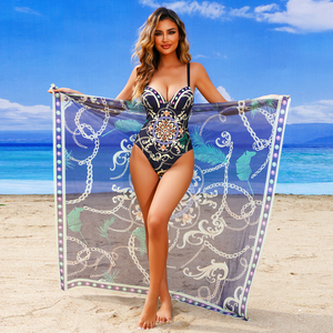 Traje de baño de una pieza <span class=keywords><strong>con</strong></span> logotipo personalizado para mujer, conjunto de <span class=keywords><strong>falda</strong></span> envolvente para cubrir la playa, traje de baño para mujer, traje de baño de verano 2025 - Product Image 1
