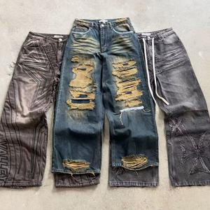 Nuevos Jeans para Hombre con Lavado Ácido, Bordado 3D Retro Y2K, Ropa Urbana Única, Imprescindible para las Tendencias de Moda Casual Vanguardista - Product Image 5