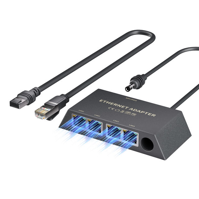 Starlink Ethernet Adapter 4 Port Wired Network Splitter Socket 0.5M Ethernet Cable Stable Internet Connection for Gen 3 Mini